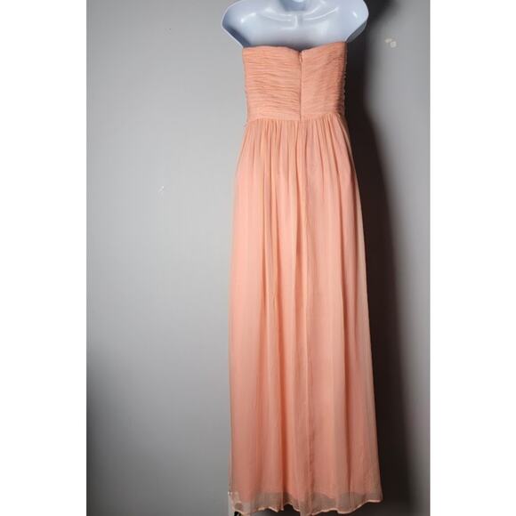 Donna Morgan Strapless Peach Chiffon Maxi Dress 8 Prom Homecoming Formal Gown - Picture 2 of 11